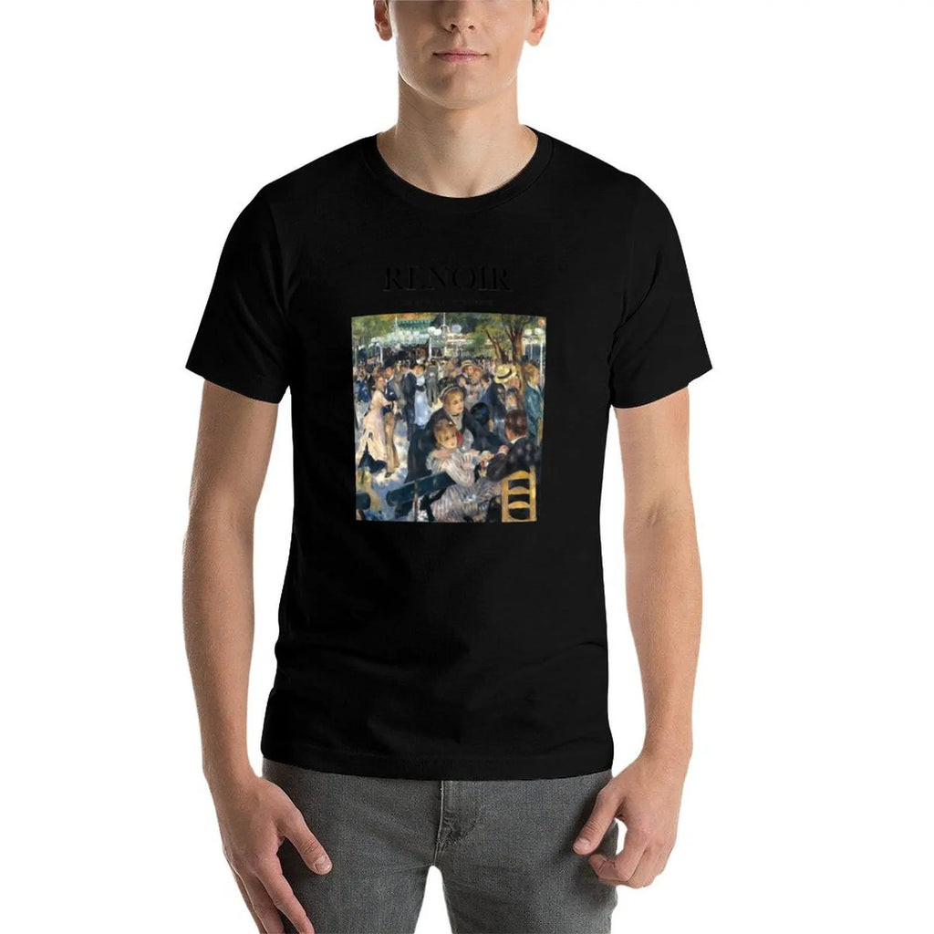 Renoir -Bal au moulin de la Galette T-Shirt Large Size Basic Casual T-Shirt
