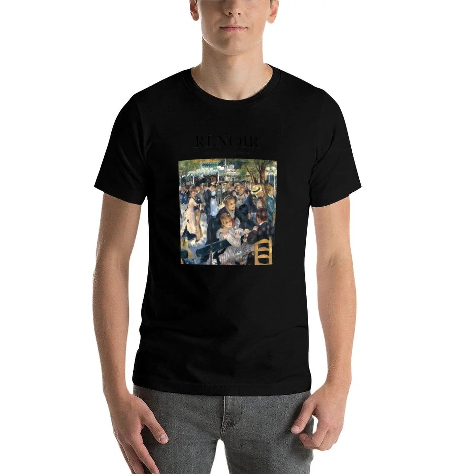 Renoir -Bal au moulin de la Galette T-Shirt Large Size Basic Casual T-Shirt