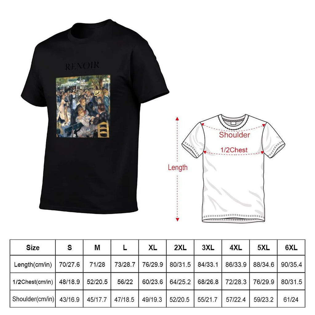 Renoir -Bal au moulin de la Galette T-Shirt Large Size Basic Casual T-Shirt